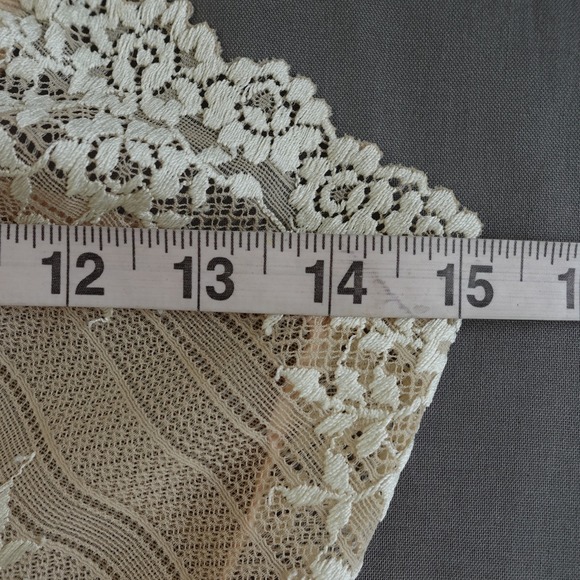 Y2K Lace Trim Cami Top Med Beige Cream Sheer Mesh Coquette Fairy Feminine Dainty - Picture 3 of 7